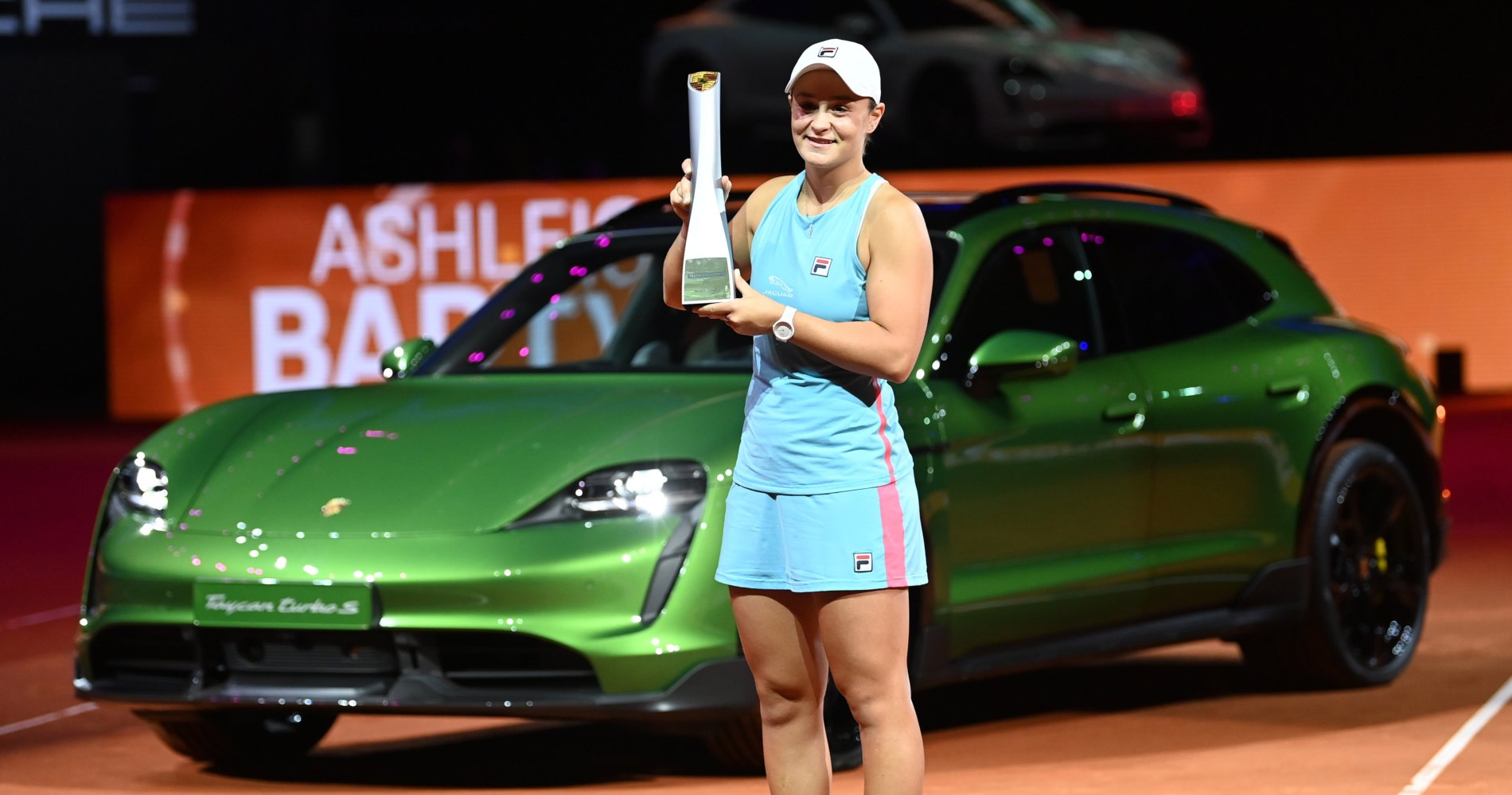 Ash Barty after winning the 2021 Stuttgart final