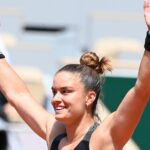 Maria Sakkari after winning the quarter-final at Roland-Garros