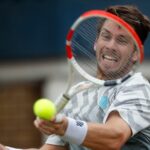 Queen's Club, London, Britain - June 19, 2021 Britain's Cameron Norrie in action during his semi final match