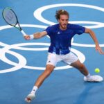 Ariake Tennis Park - Tokyo, Japan - July 25, 2021. Stefanos Tsitsipas of Greece in action