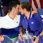 Novak Djokovic & Daniil Medvedev after the 2021 US Open Final