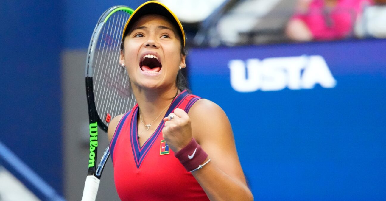 Emma Raducanu at the 2021 U.S. Open tennis tournament at USTA Billie Jean King National Tennis Center