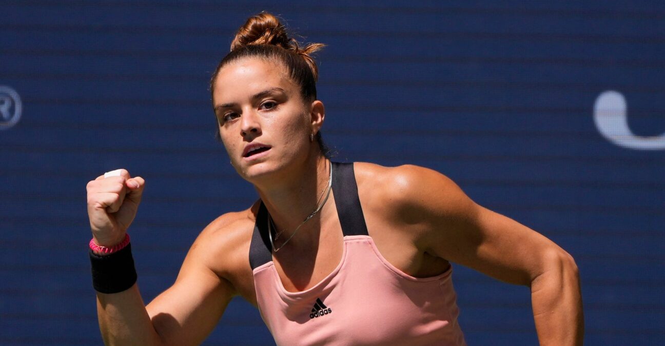 Maria Sakkari at the 2021 U.S. Open tennis tournament at USTA Billie Jean King National Tennis Center.