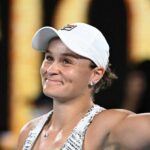 Australia's Ashleigh Barty celebrates winning her semi final match against Madison Keys of the U.S. at the Australian Open