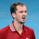 Russia's Daniil Medvedev reacts during his group stage match against France's Ugo Humbert at the ATP Cup