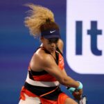 Naomi Osaka during her quarter final match on day 9 of the Miami Open at Hard Rock Stadium