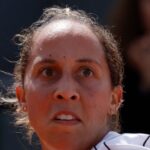 Madison Keys in the first round of Roland-Garros