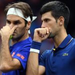 Djokovic and Federer at the Laver Cup in 2018