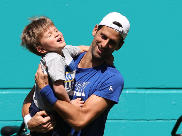 Novak Djokovic and his son Stefan, 2019