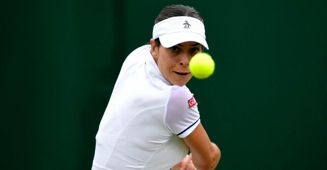 Australia's Ajla Tomljanovic in action during her fourth round match against France's Alize Cornet at Wimbledon 2022