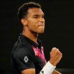 Canada's Felix Auger-Aliassime reacts during his second round match against Slovakia's Alex Molcan at the 2023 Australian Open