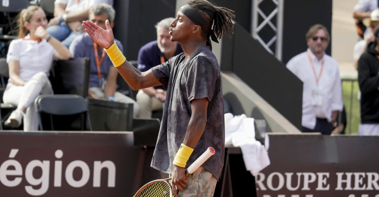 Mikael Ymer during his match against Arthur Fils at the Lyon ATP 250 Tournament