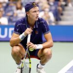 Holger Rune at the 2021 U.S. Open tennis tournament at USTA Billie Jean King National Tennis Center.