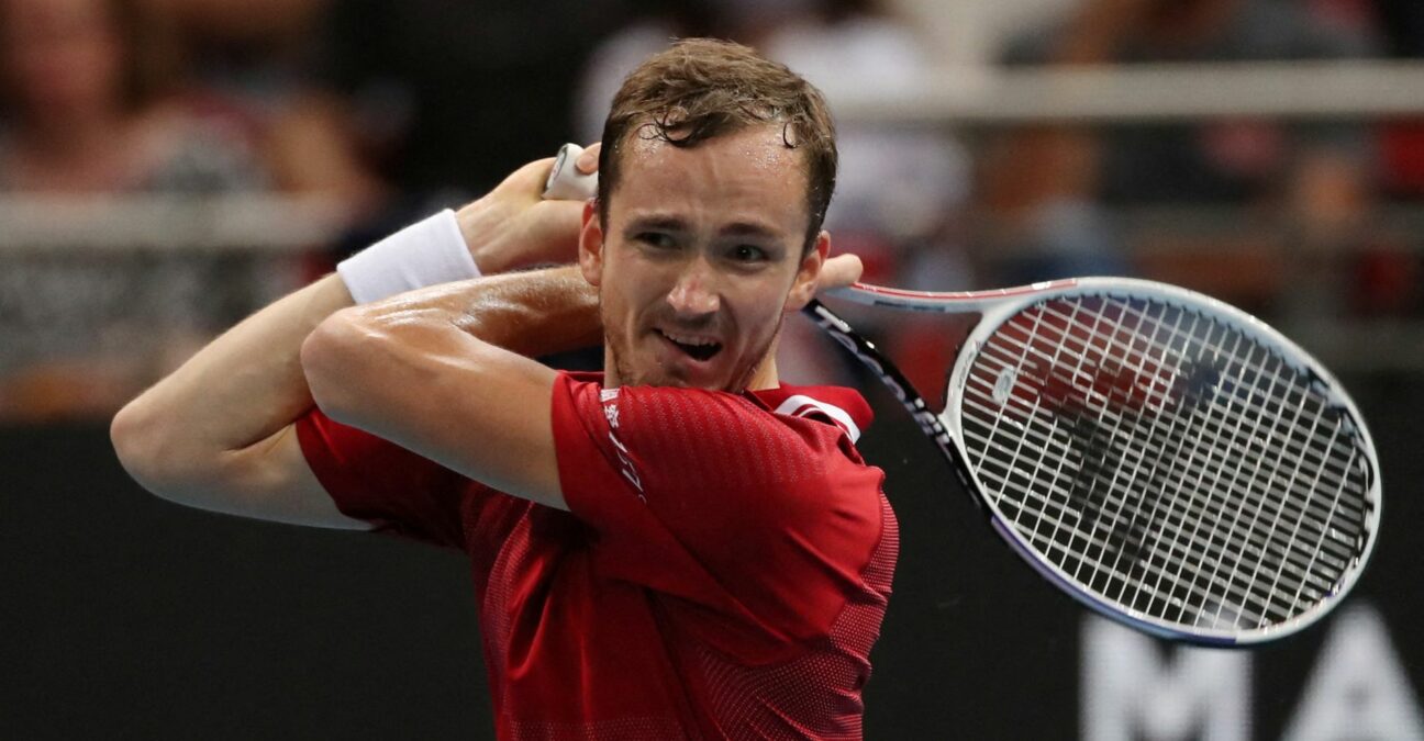 Russia's Daniil Medvedev in action during his group stage match at the ATP Cup